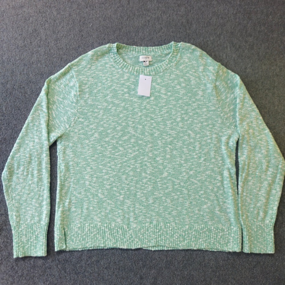 New! J.Crew Beach Crewneck Sweater Womens L Green Rory Gilmore Coastal Grandma